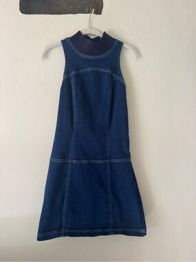 Sleeveless Denim Dress - Navy
